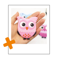 Siliconen bijtring uil roze